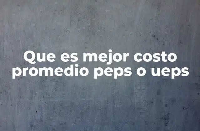 Que es Mejor Costo Promedio Peps o Ueps