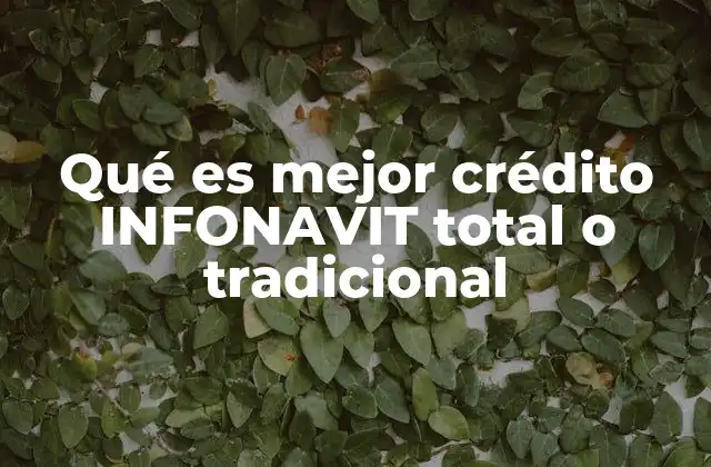 Qué es Mejor Crédito Infonavit Total o Tradicional