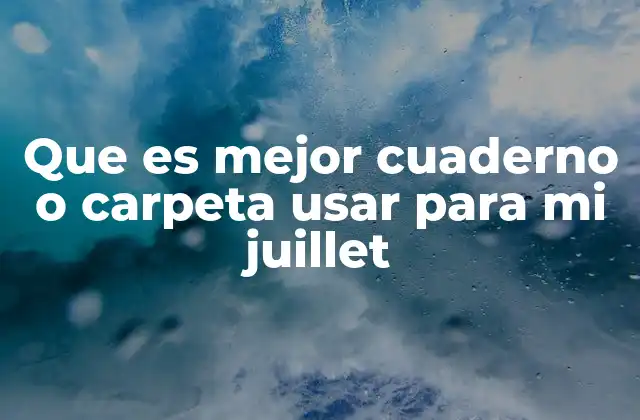 Que es Mejor Cuaderno o Carpeta Usar para Mi Juillet