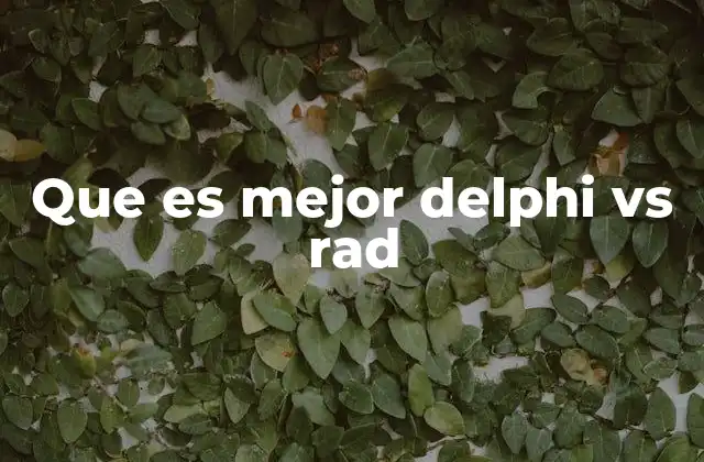 Que es Mejor Delphi Vs Rad
