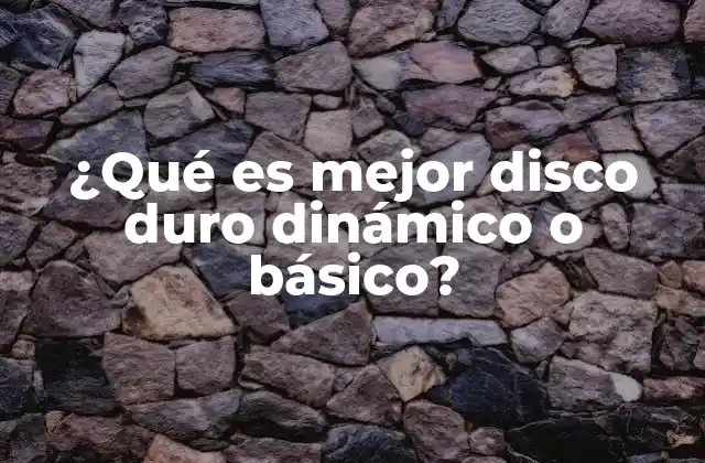 ¿qué es Mejor Disco Duro Dinámico o Básico?