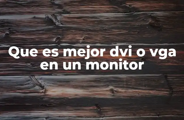 Que es Mejor Dvi o Vga en un Monitor