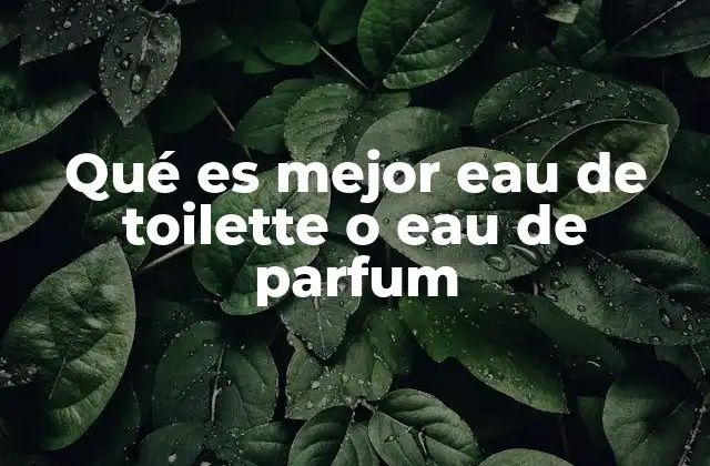 Qué es Mejor Eau de Toilette o Eau de Parfum