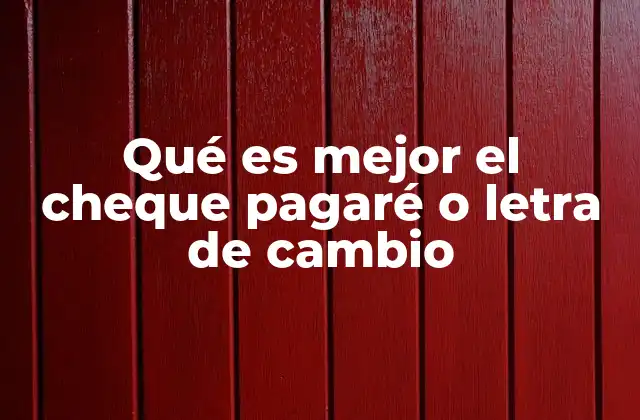 Qué es Mejor el Cheque Pagaré o Letra de Cambio