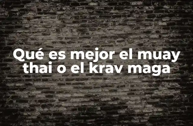 Qué es Mejor el Muay Thai o el Krav Maga