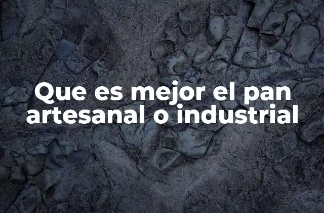 Que es Mejor el Pan Artesanal o Industrial