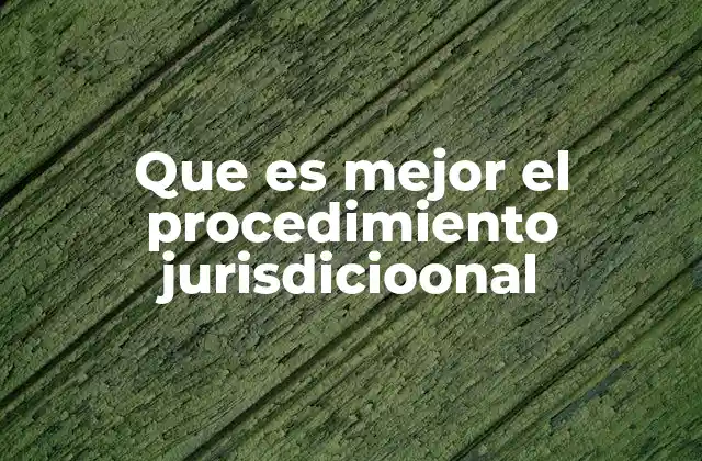 Que es Mejor el Procedimiento Jurisdicioonal