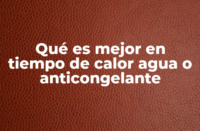 Qué es Mejor en Tiempo de Calor Agua o Anticongelante