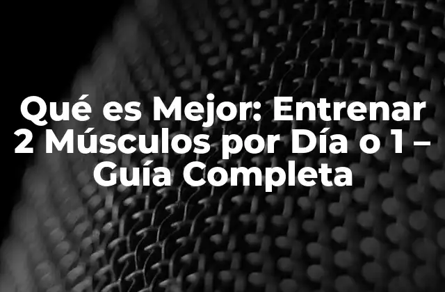 Qué es Mejor: Entrenar 2 Músculos por Día o 1 – Guía Completa