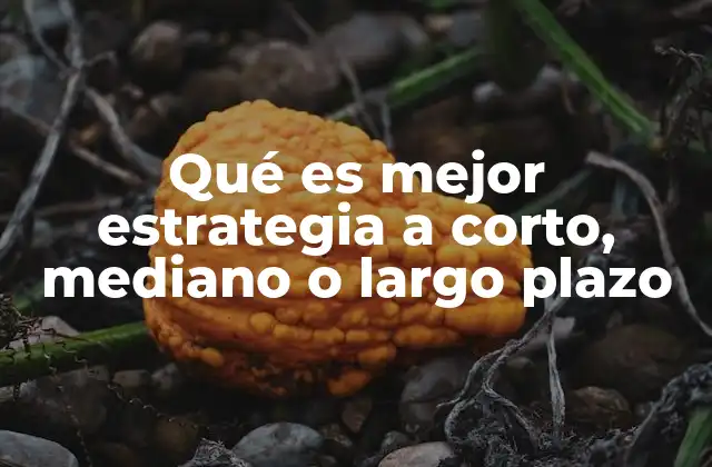 Qué es Mejor Estrategia a Corto, Mediano o Largo Plazo