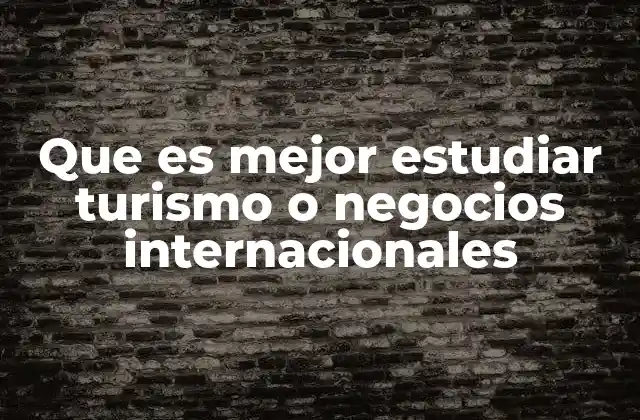 Que es Mejor Estudiar Turismo o Negocios Internacionales