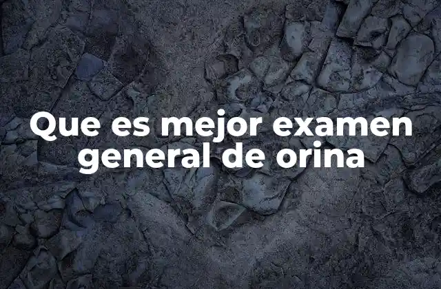 Que es Mejor Examen General de Orina