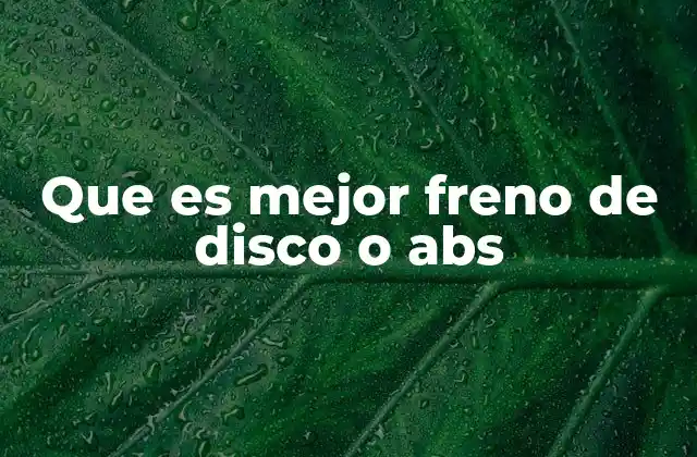 Que es Mejor Freno de Disco o Abs