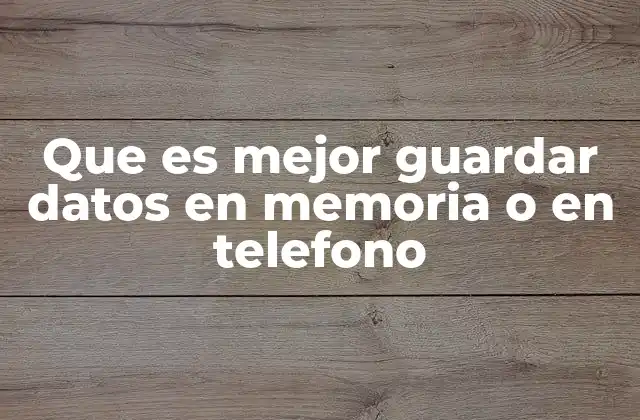 Que es Mejor Guardar Datos en Memoria o en Telefono
