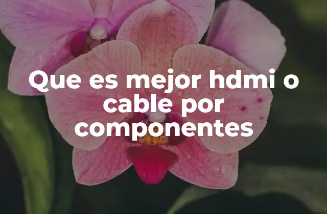 Que es Mejor Hdmi o Cable por Componentes
