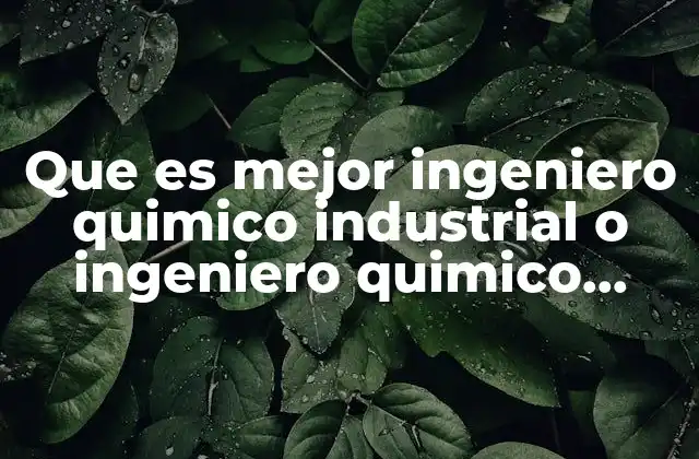 Que es Mejor Ingeniero Quimico Industrial o Ingeniero Quimico Farmaceutica