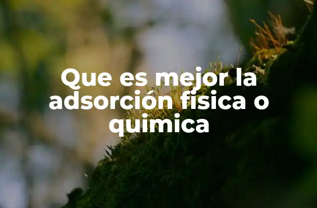 Que es Mejor la Adsorción Fisica o Quimica