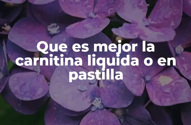 Que es Mejor la Carnitina Liquida o en Pastilla