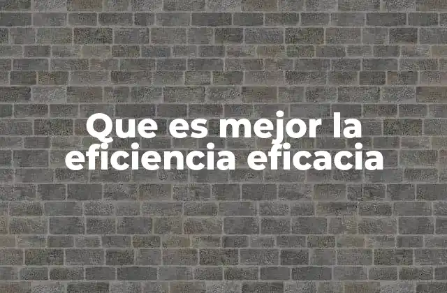 Que es Mejor la Eficiencia Eficacia