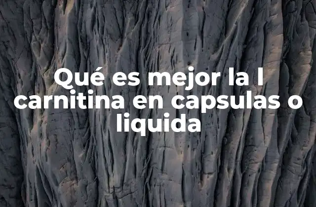 Qué es Mejor la L Carnitina en Capsulas o Liquida