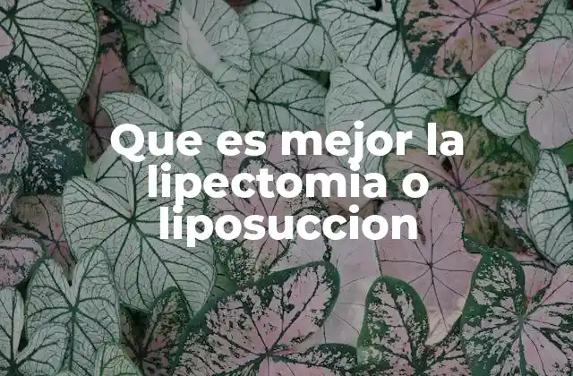 Que es Mejor la Lipectomia o Liposuccion