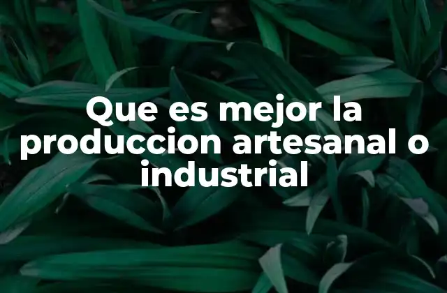 Que es Mejor la Produccion Artesanal o Industrial