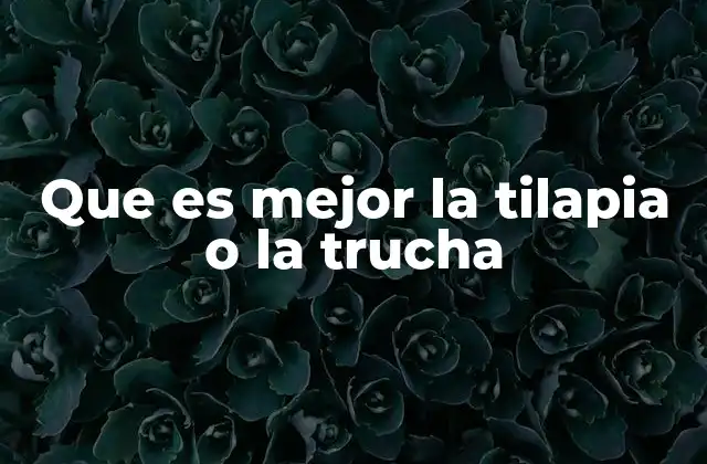 Que es Mejor la Tilapia o la Trucha