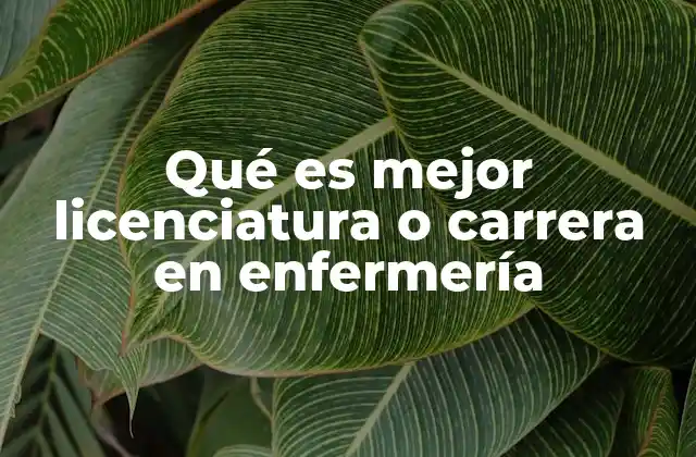 Qué es Mejor Licenciatura o Carrera en Enfermería