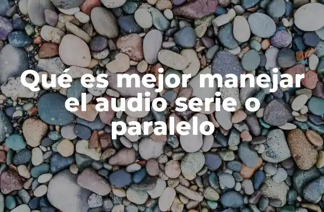 Qué es Mejor Manejar el Audio Serie o Paralelo
