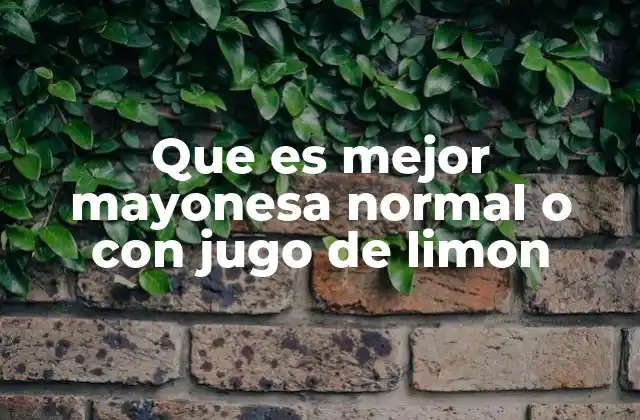 Que es Mejor Mayonesa Normal o con Jugo de Limon