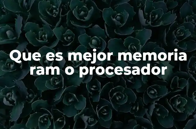 Que es Mejor Memoria Ram o Procesador