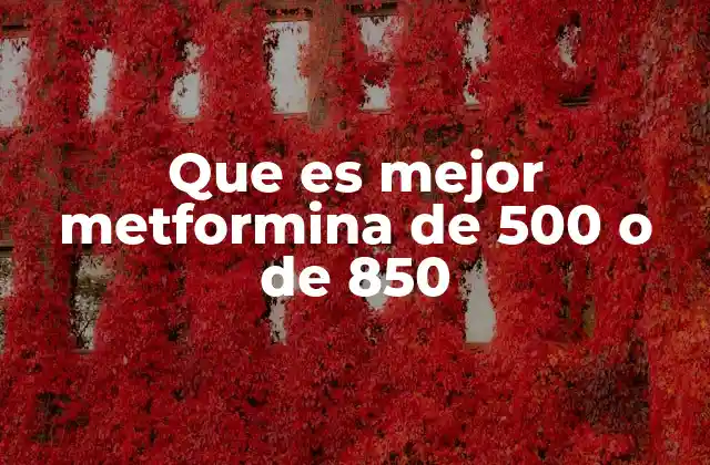 Que es Mejor Metformina de 500 o de 850