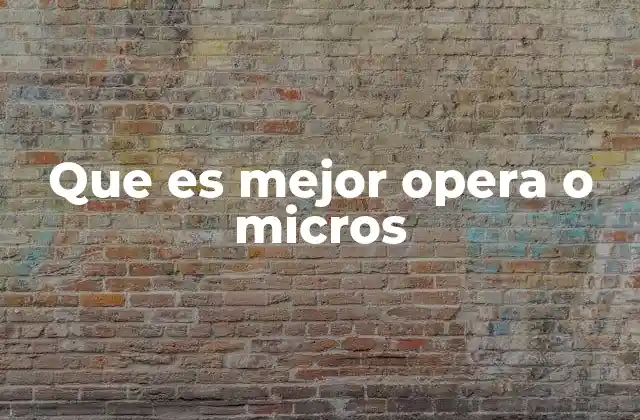 Que es Mejor Opera o Micros