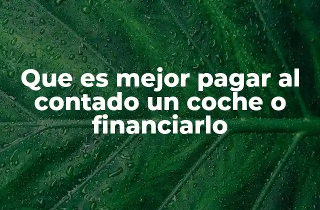 Que es Mejor Pagar Al Contado un Coche o Financiarlo
