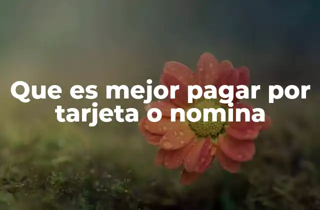 Que es Mejor Pagar por Tarjeta o Nomina