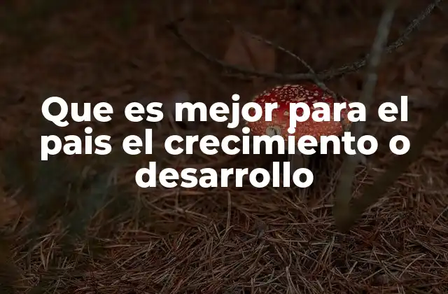 Que es Mejor para el Pais el Crecimiento o Desarrollo