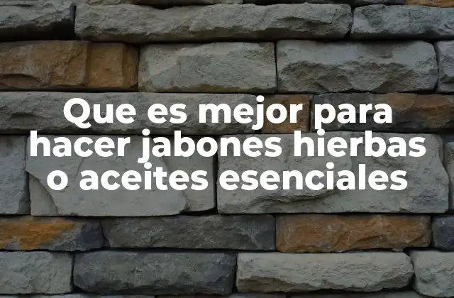 Que es Mejor para Hacer Jabones Hierbas o Aceites Esenciales
