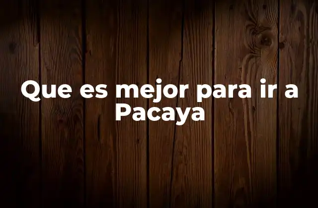 Que es Mejor para Ir a Pacaya