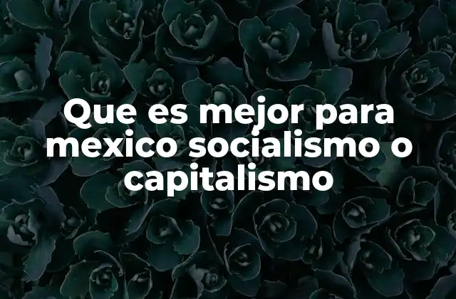 Que es Mejor para Mexico Socialismo o Capitalismo