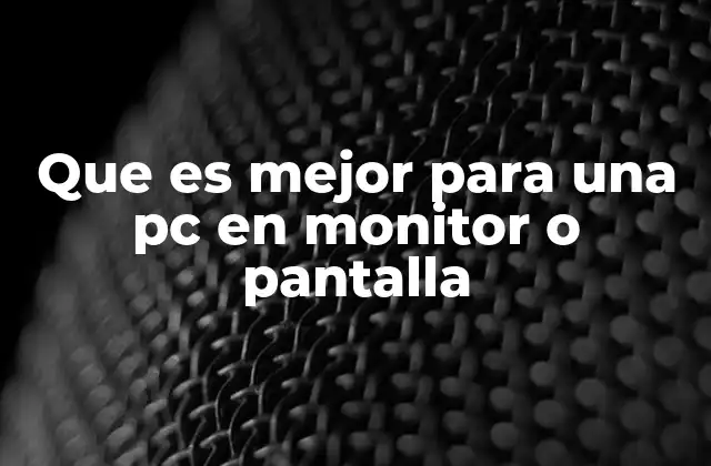 Que es Mejor para una Pc en Monitor o Pantalla