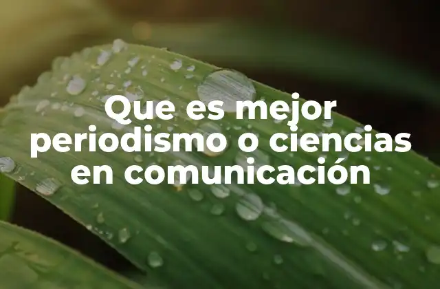 Que es Mejor Periodismo o Ciencias en Comunicación