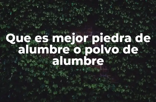 Que es Mejor Piedra de Alumbre o Polvo de Alumbre