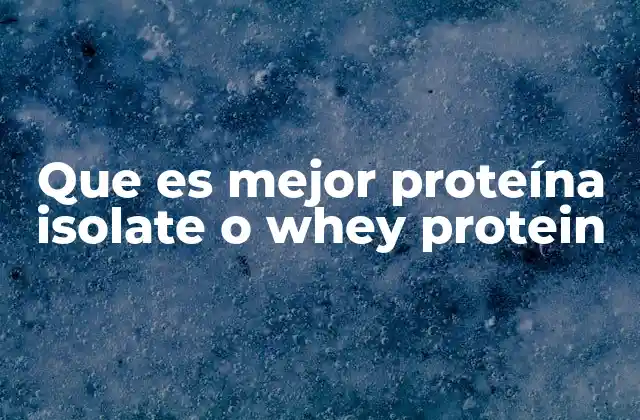 Que es Mejor Proteína Isolate o Whey Protein