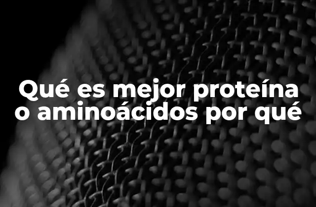 Qué es Mejor Proteína o Aminoácidos por Qué