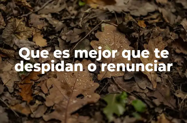 Que es Mejor que Te Despidan o Renunciar