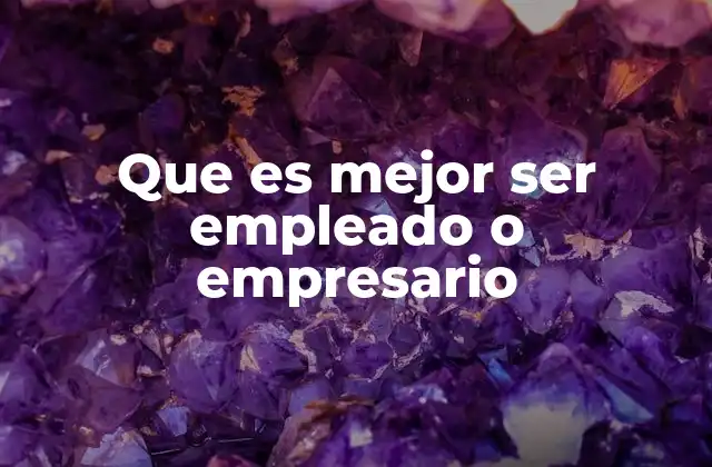 Que es Mejor Ser Empleado o Empresario