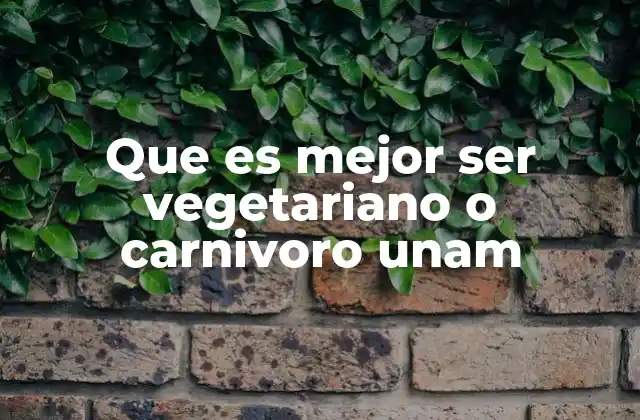 Que es Mejor Ser Vegetariano o Carnivoro Unam