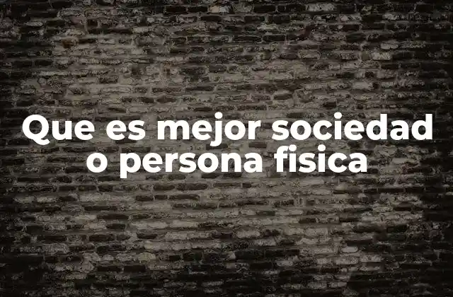 Que es Mejor Sociedad o Persona Fisica