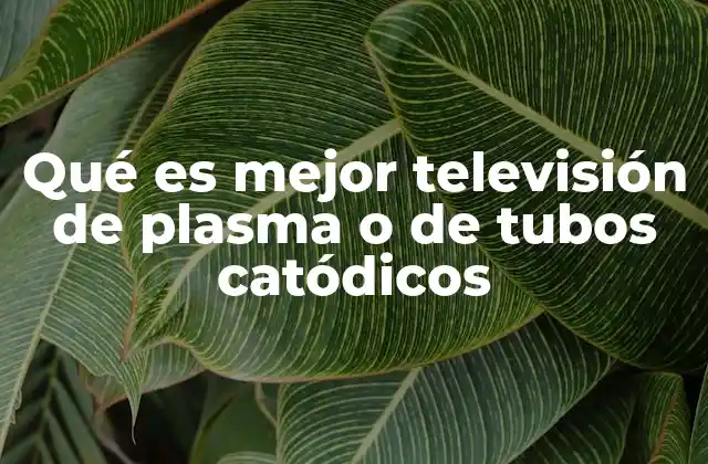 Qué es Mejor Televisión de Plasma o de Tubos Catódicos