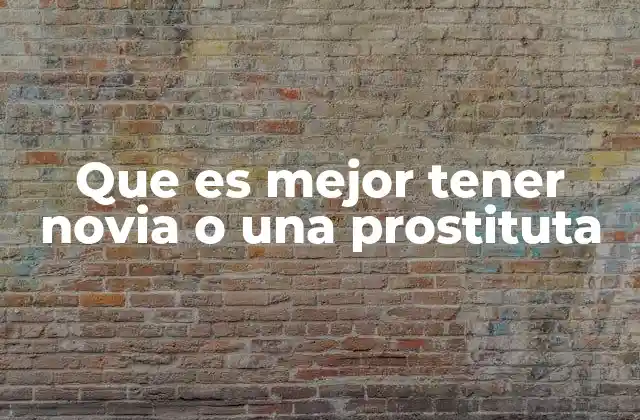 Que es Mejor Tener Novia o una Prostituta